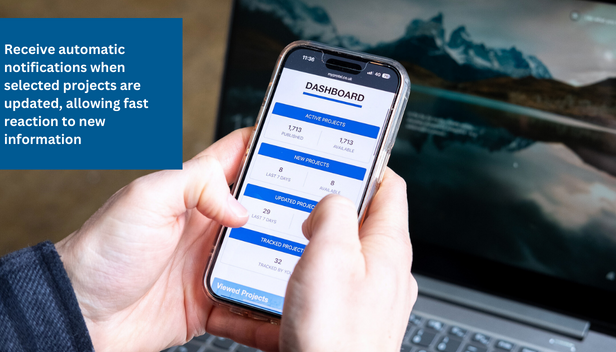 Project database | Receive automatic notifications when selected projects are updated, allowing fast reaction to new information